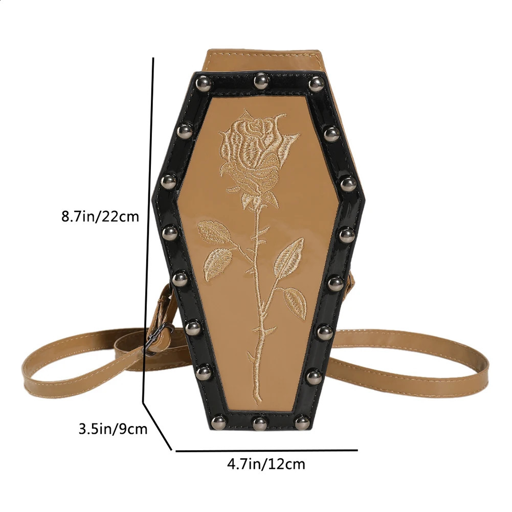 Women Gothic Crossbody Bag Coffin Shoulder Bag Purse Cartoon Spider Coffin Bag Y2K Messenger phone Bag Halloween Sling Purse 241025