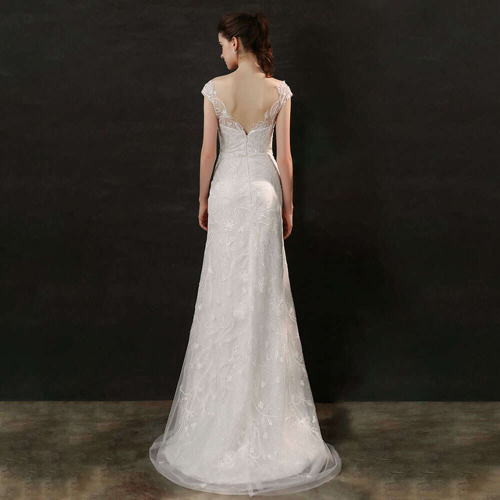 Elegant Sweetheart V-Neck Beaded Lace Wedding Dress Simple Fishtail Bridal Gown Custom Made High Quality Princess Bride Dresses