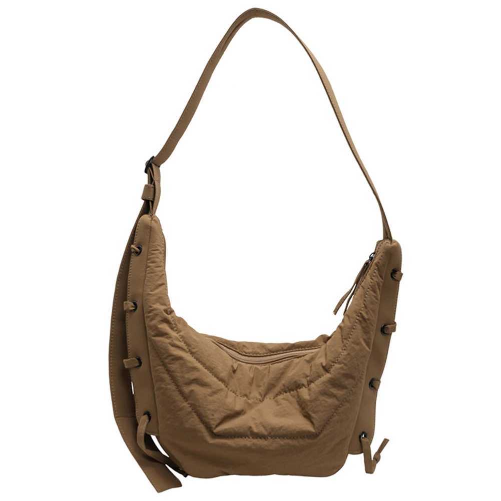 Crescent Bag Nylon Solid Crossbody Bag for Women Men Adjustable Strap Hobo Bag Croissant Bag for Travel Shopping Z240926