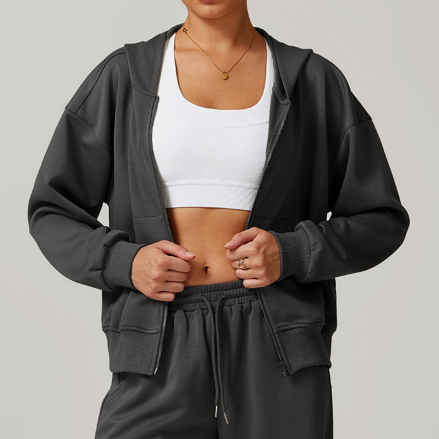 2025--Womens Yoga Outfit Exercise Fitness Wear Hoodies Sportswear Outer Jackets Outdoor Apparel Casual Adult Running Long Sleeve Hooded Zipper Loose