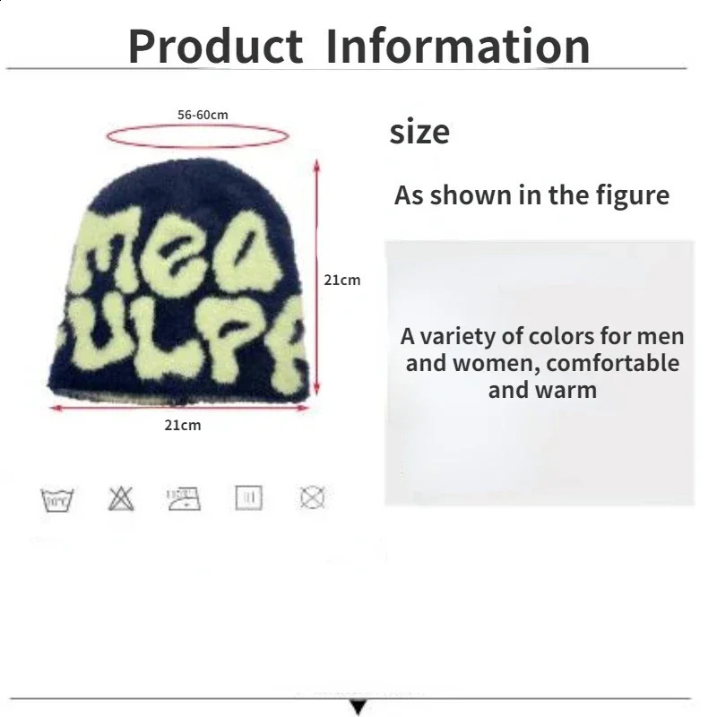 Latest Y2K unisex warm bean hat plush letter jacquard rabbit fur cashmere skull Ins soft fuzzy personalized bean hat 240926