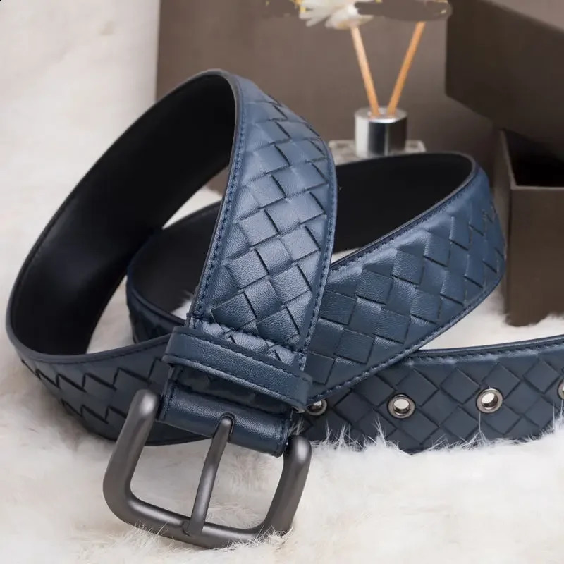 3.5cm wide western-style bride black coffee blue leather buckle mens belt fashion jeans shoulder strap 95-125cm 240925