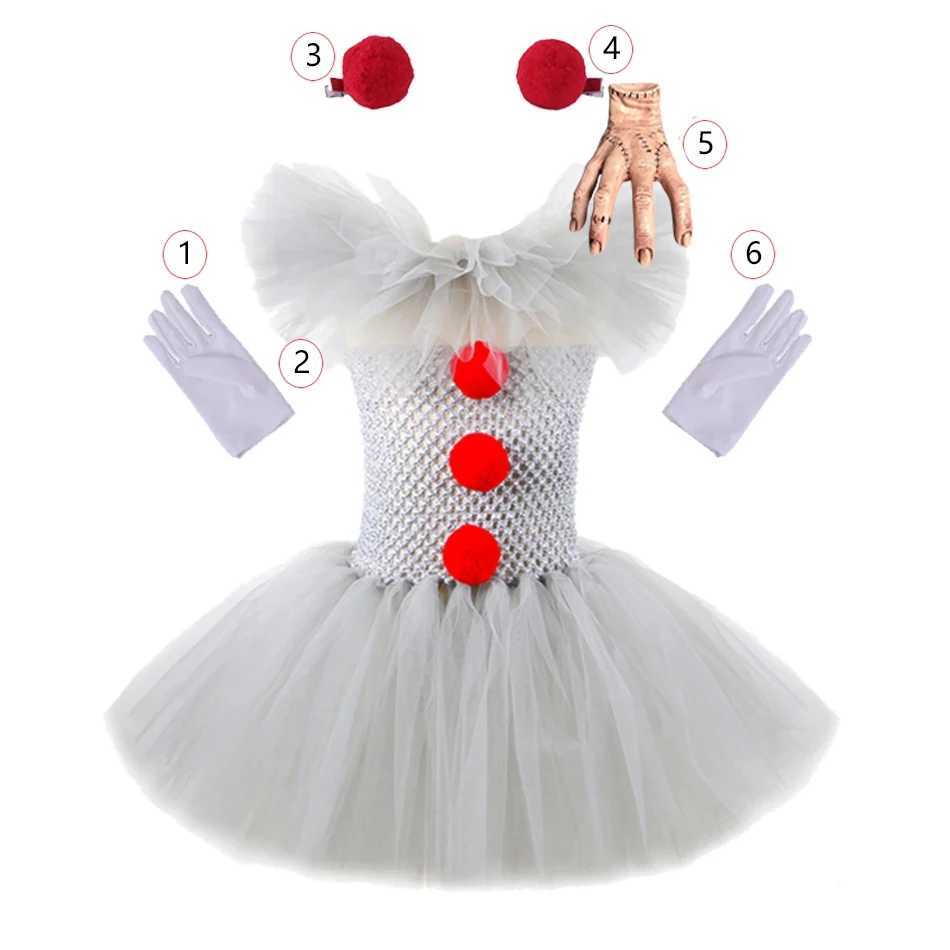 2024 Halloween Costume For Kids Gray Girls Tutu Dress Kids Cosplay Scary Clown Costume Carnival Masquerade Party Dress Up 3-12YXJ240927 - view 3