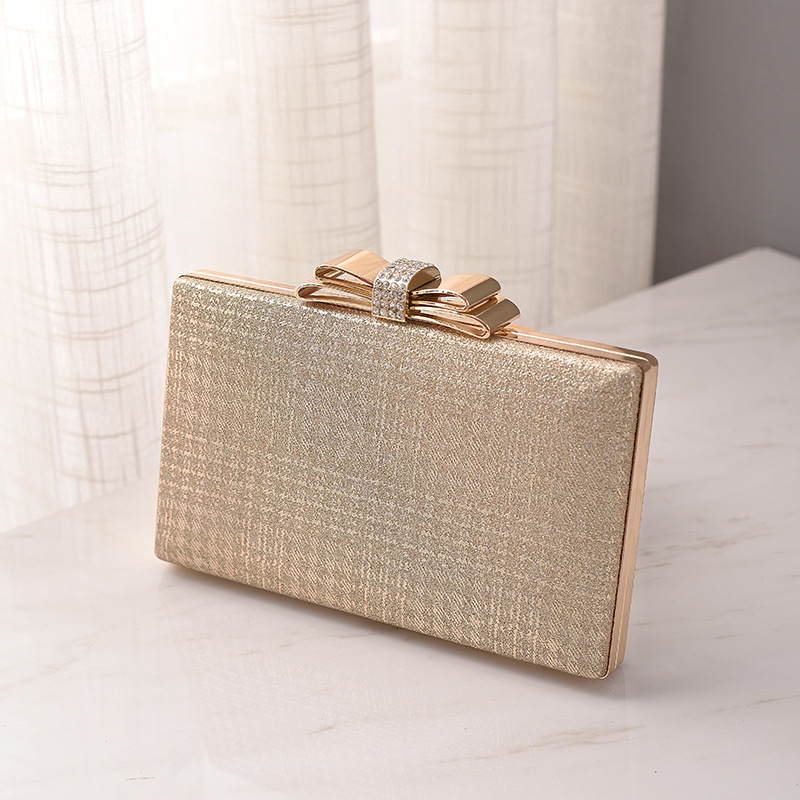 New socialite style dress bag Bow Black dinner bag Diamond embellish hold bag Small fragrance dress bag