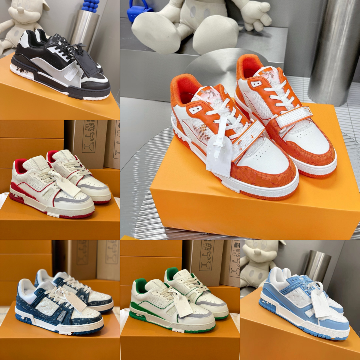 Chaussures de créateurs Chaussures en relief Trainer Sneaker Chaussures décontractées Canvas en cuir blanc vert plateforme de mode RedBlue pour h