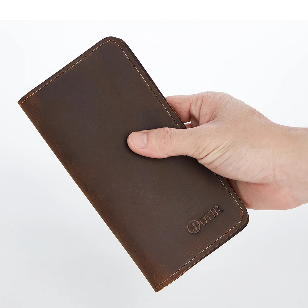 JOYIR Genuine Leather Wallet Coin Purse Vintage Long Men Wallets Perse Solid Card Holder Clutch Carteira Hombre for Male 240924 4