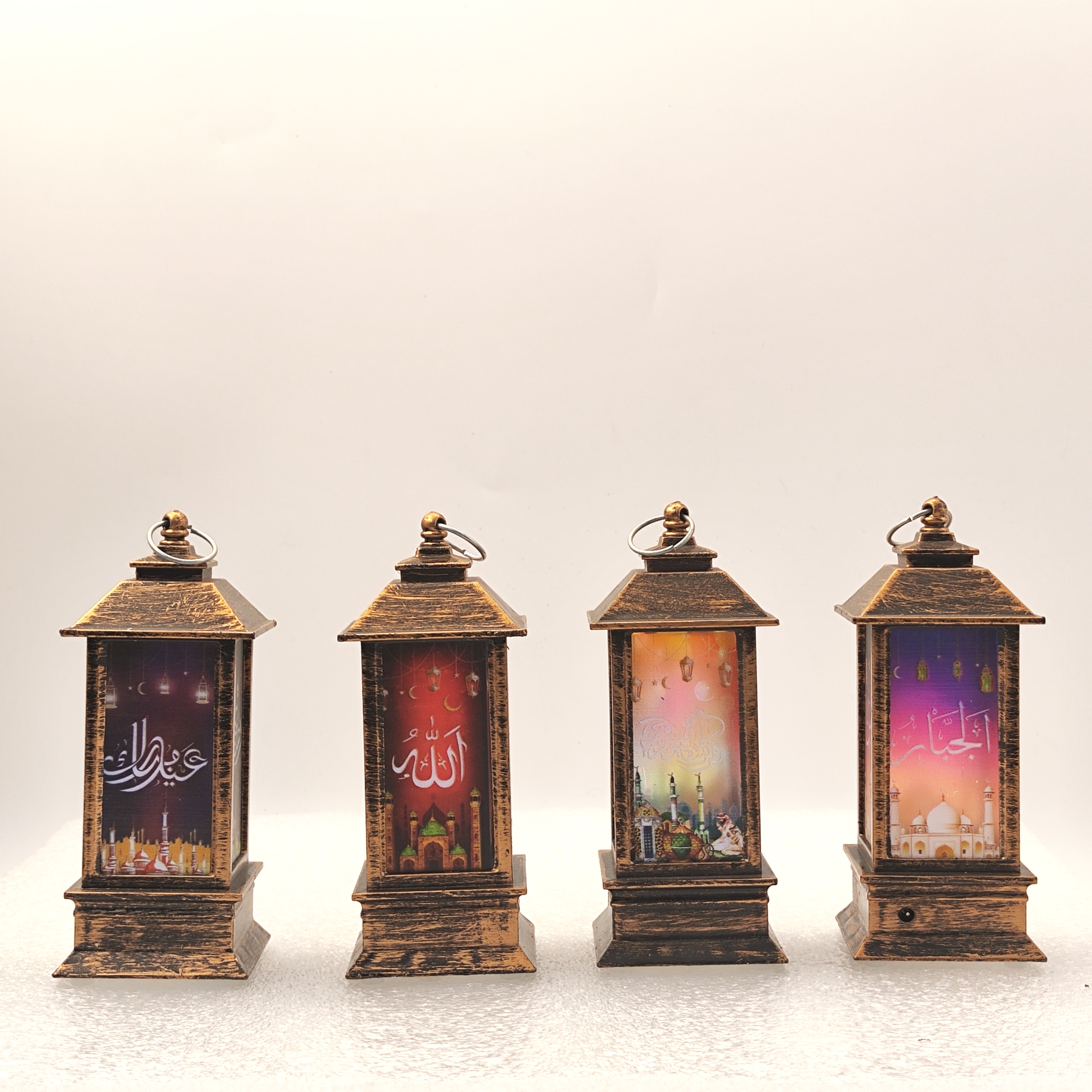 Middle East festival gifts small square wind lamp printing LED warm white light decoration