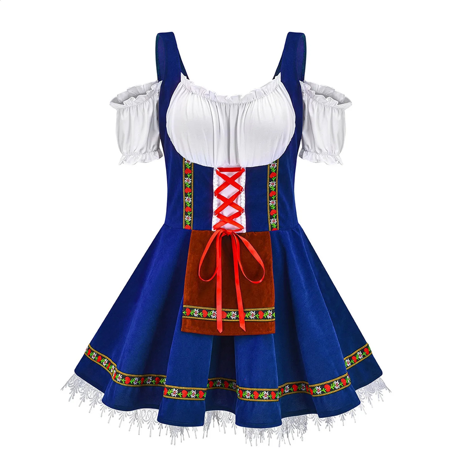 Maid cosplay costume Beer festival costume German traditional festival strapless patchwork dress sexy beer girl costume 240927