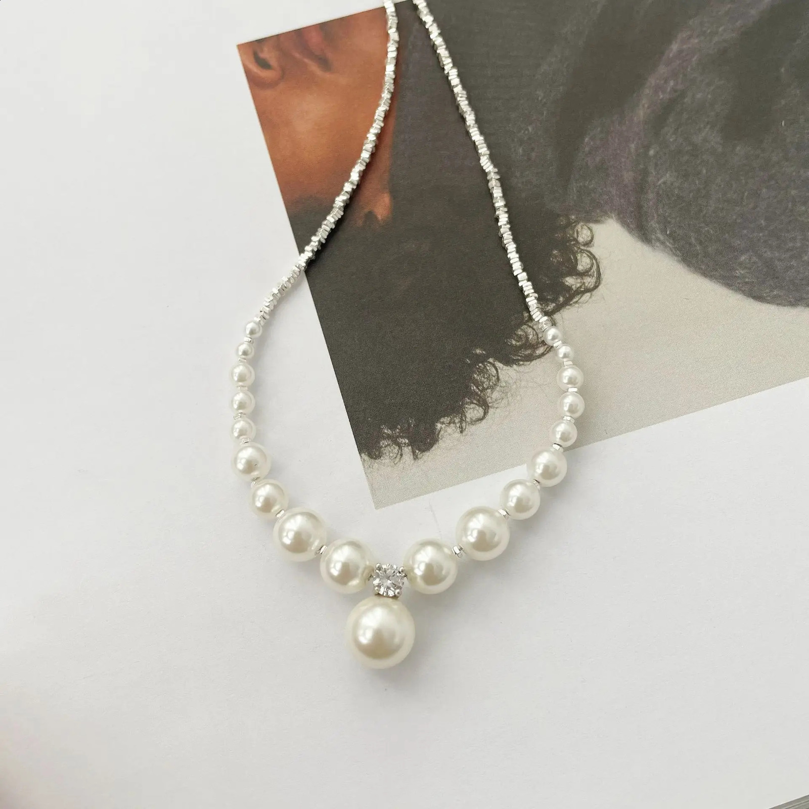 100% S925 Sterling Silver Gradient Pearl Pendants Necklace For Women Classic Choker Chain Wedding Birthday Party Gifts Jewelry 240921