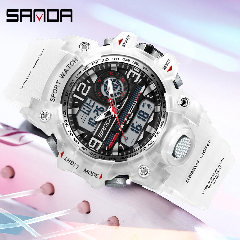 Fashion Top Brand Women's Youth LED Electronic Watch Multi functional Fashion Cool Women's Night Light Waterproof 3353