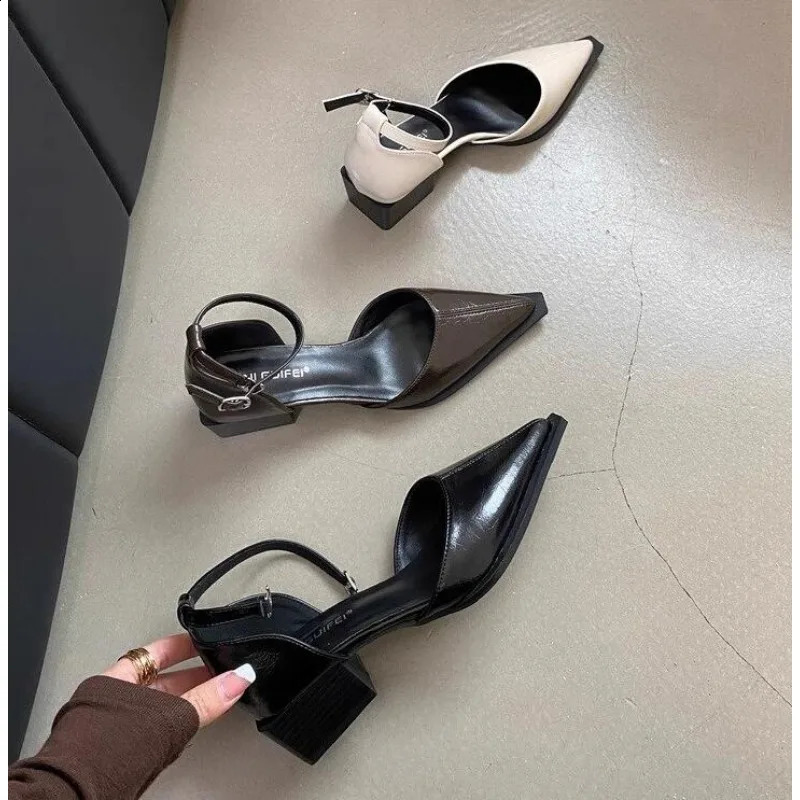 Designer Spring Women Mary Jane Shoes Women Vintage Girls Students JK Thick High Heels Women Elgant Pointed Toe Pumps 240925