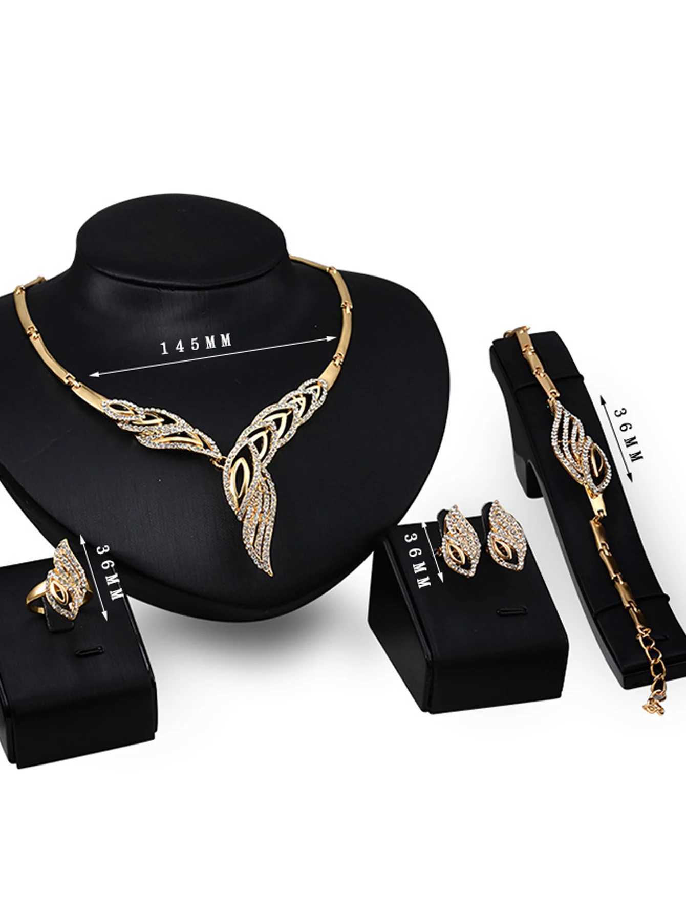 5 pieces of fashionable earrings necklaces bracelets ring sets wedding banquet and holiday gifts Y240926