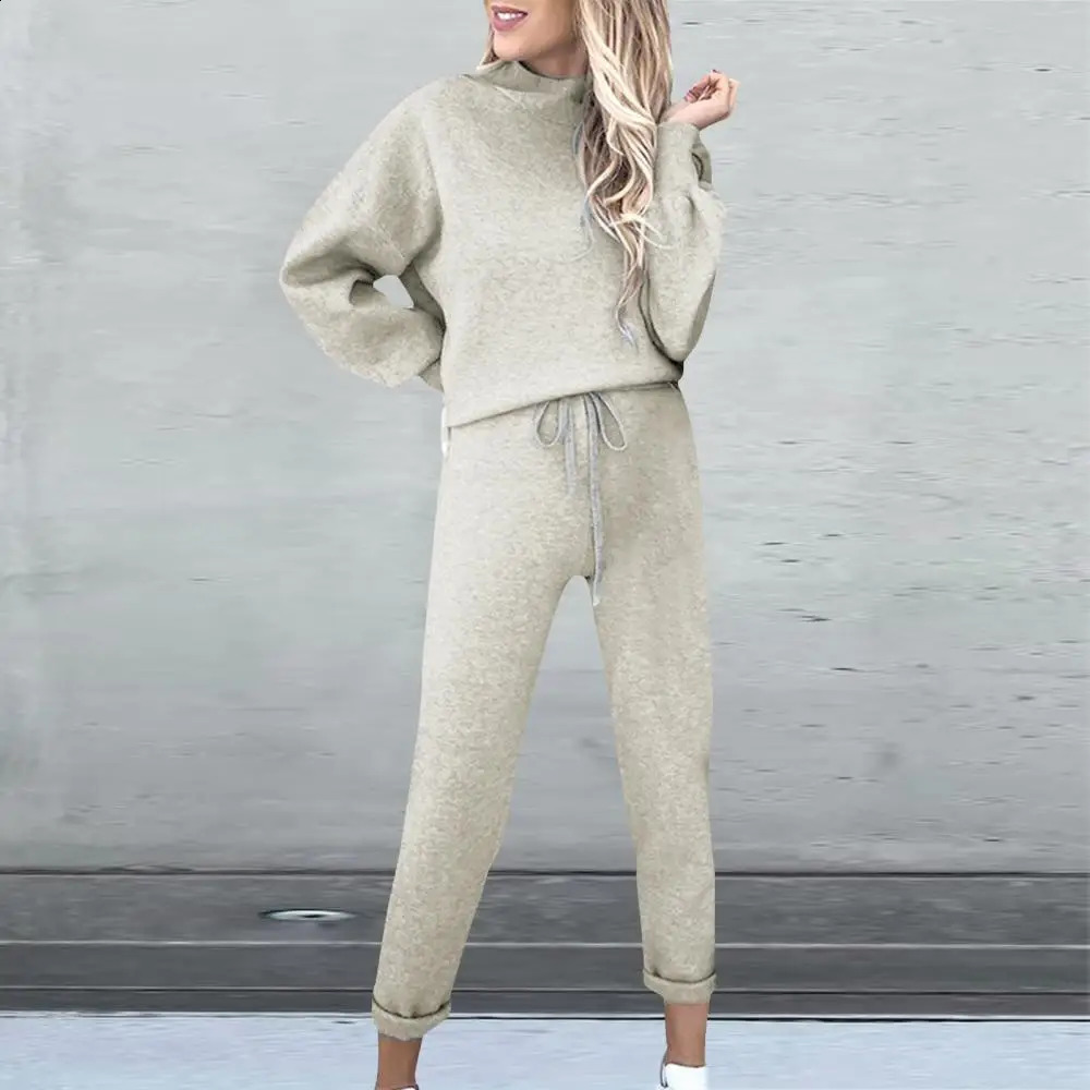 Fashion Tracksuit 2piece AutumnWinter Zipper HoodiePants Sportswear Womens 240927