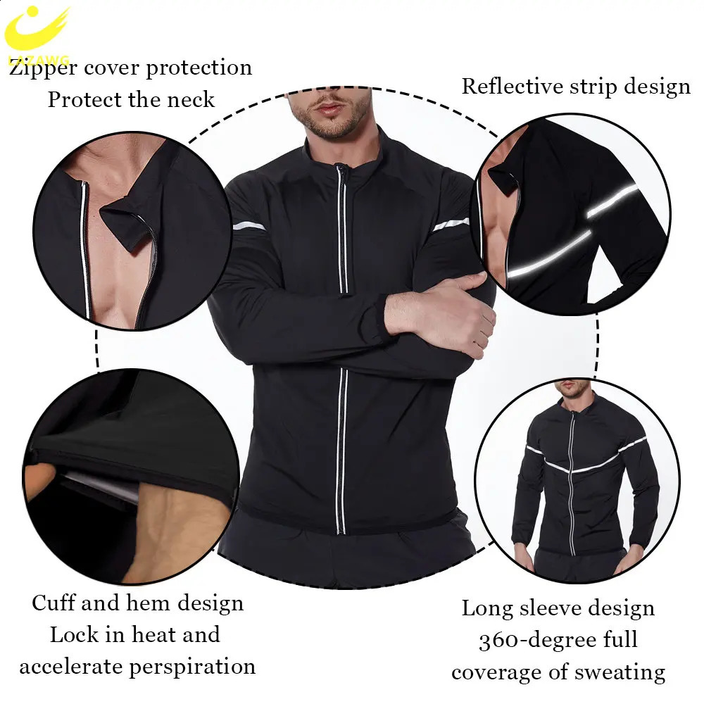 LAZAWG Mens Sauna Set Sweat Legs Pants Weight Loss Set Jacket Exercise Weight Loss Top Trousers Body Shaping Fat Gym 240927