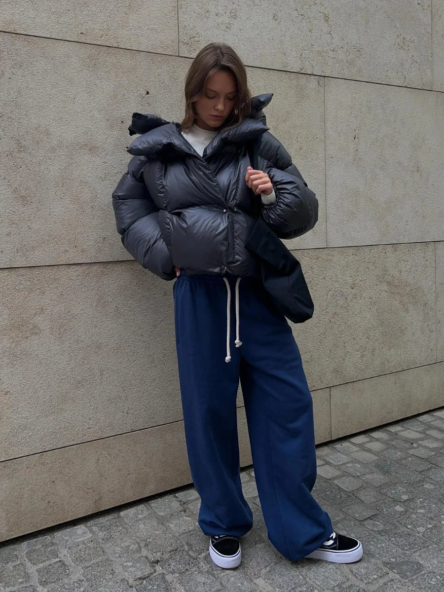 Bornladies Quilted Jacket Women Winter Loose Parkas Coat Vintage Bread Jacket Outwear Office Ladies Warm Cotton Puffer Jackets 240926