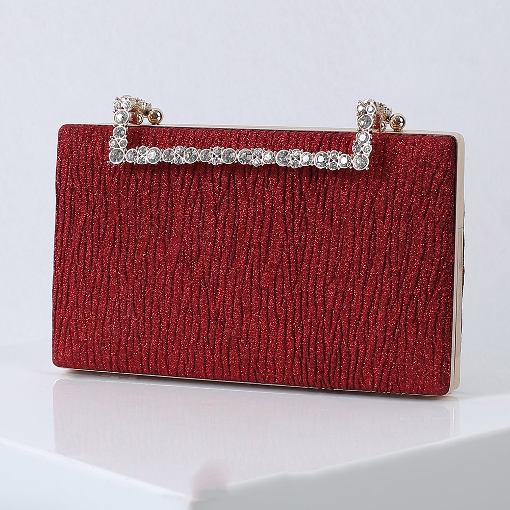 Champagne dinner Bag Pleated Diamond Sparkly dress Clutch Bag Black Dinner bag