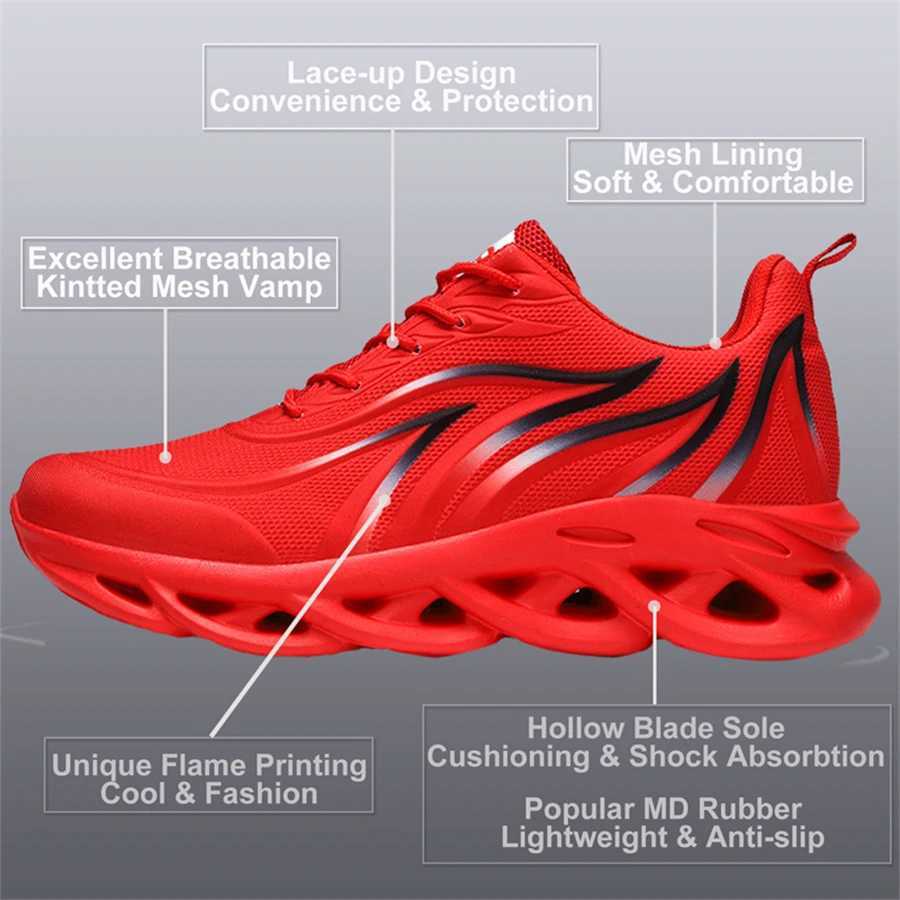 Womens Running Shoes Men Flame Printed Sneakers Knit Athletic Sports Blade Cushiing Jogging Trainers LightweightXJ250517