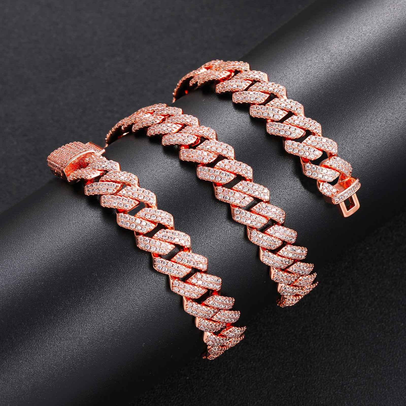 moissanite bracelet jewelry designer necklace 10mm 12mm 14mm Wide sier gold Chain Mens Hip Hop chains for men cuban link chain gift