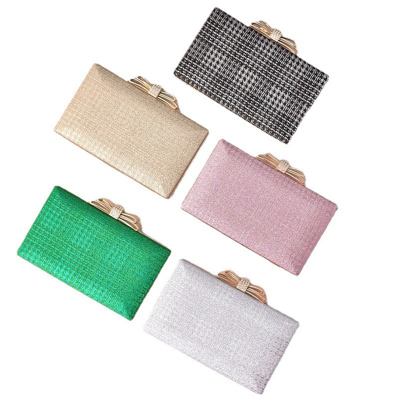 New socialite style dress bag Bow Black dinner bag Diamond embellish hold bag Small fragrance dress bag
