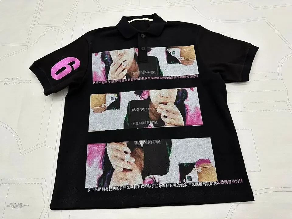 Summer Button Shirt Y2K Retro Collar Tshirt Casual Loose Short Sleeve Anime Graphic Printed Top 240926