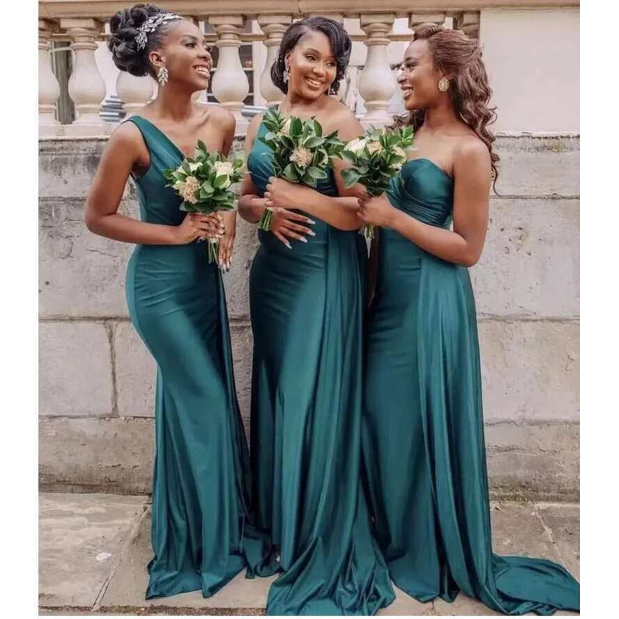 One Dresses Shoulder Bridesmaid For Africa Unique Design New Full Length Wedding Guest Gowns Junior Maid Of Honor Dress Ribbon C G