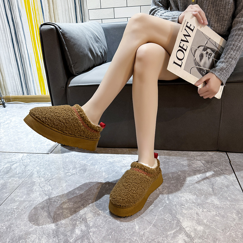 2025 new model Women s Winter Thick Bottom Plus Fleece Thickened Shallow Mouth trend Cotton Drag Casual Comfortable Warm Non slip Slippers