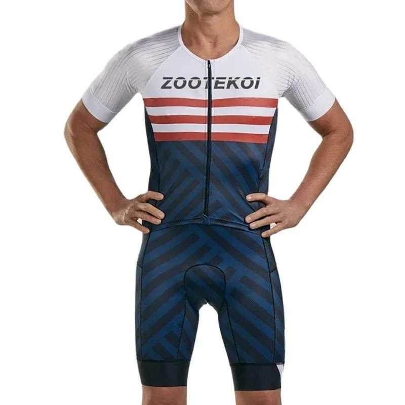 Zootekoi Summer Triathlon Bicycle Mens Short Seven Tight Set Ropa Ciclismo High Quality Bicycle Running Swimming Swimsuit jumpsuit W240926