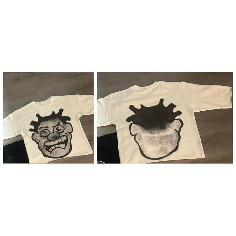 Y2k oversized cartoon pattern T-shirt, hip-hop Harajuku streetwear fashionable women casual round neck Gothic short sleeved top