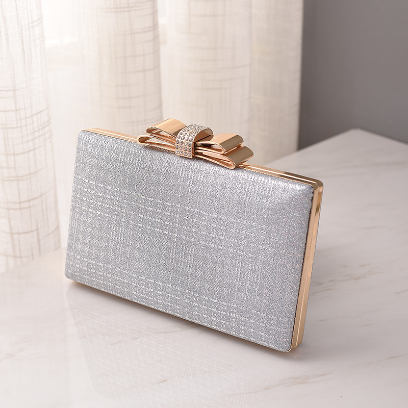 New socialite style dress bag Bow Black dinner bag Diamond embellish hold bag Small fragrance dress bag