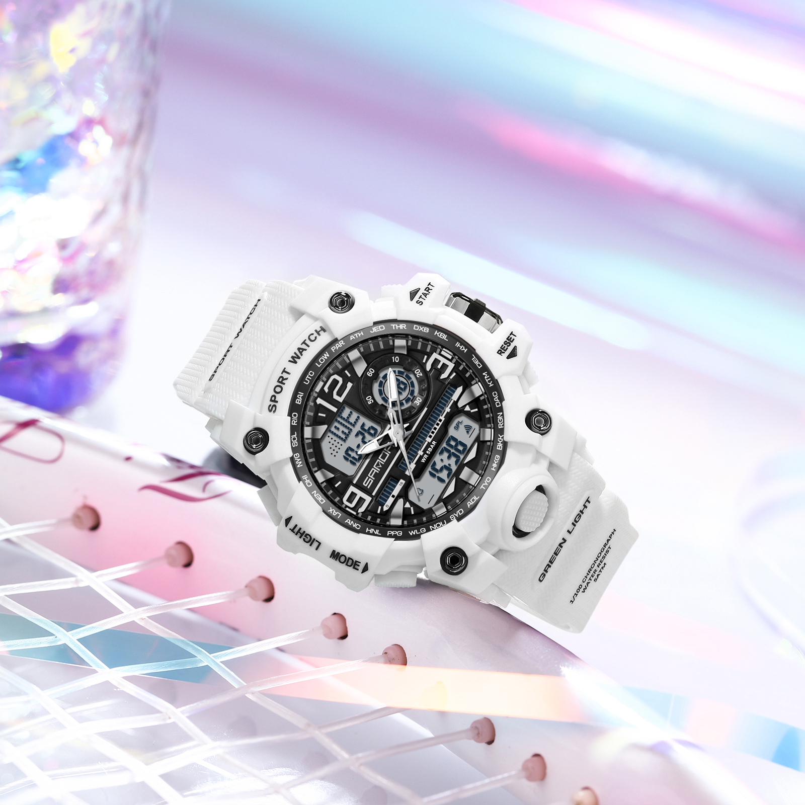 Fashion Top Brand Women's Youth LED Electronic Watch Multi functional Fashion Cool Women's Night Light Waterproof 3353