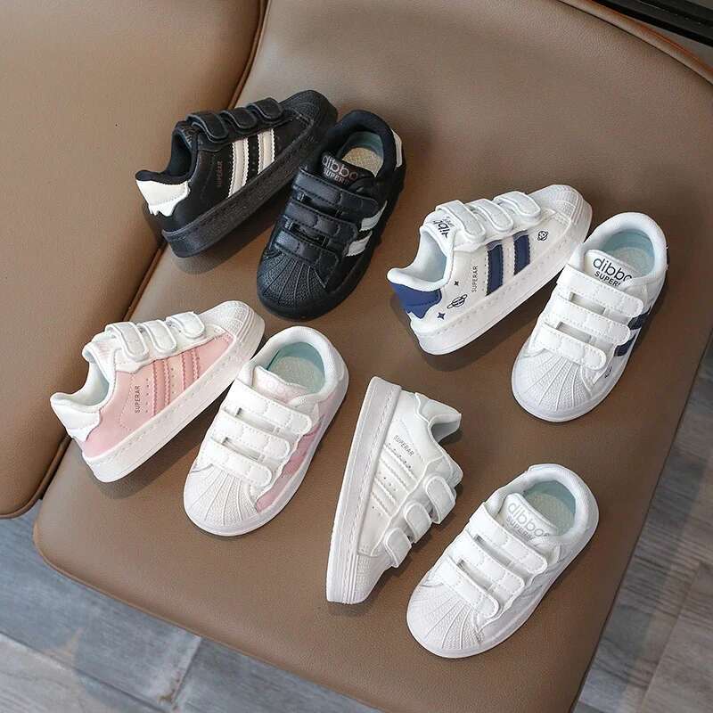 Childrens Baby Sneakers Blue Leather Boys Girls Toddler Four Seasons Models Pink Versatile Non-slip Small Kid Single Shoes