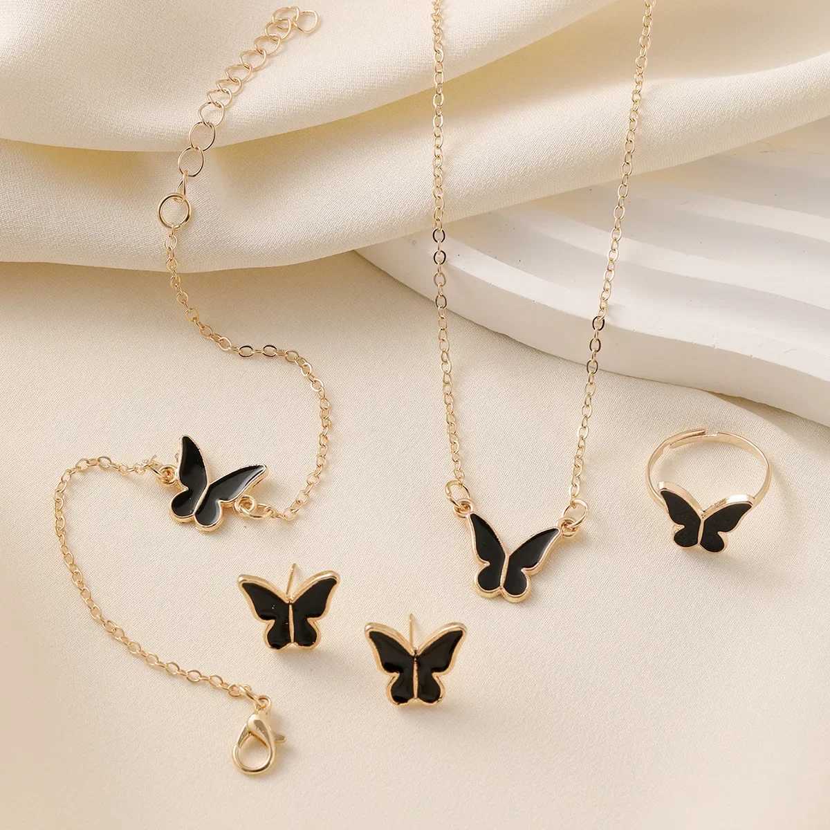 5-piece jewelry set pendant necklace earring ring bracelet set for bridal wedding jewelry gift X241106
