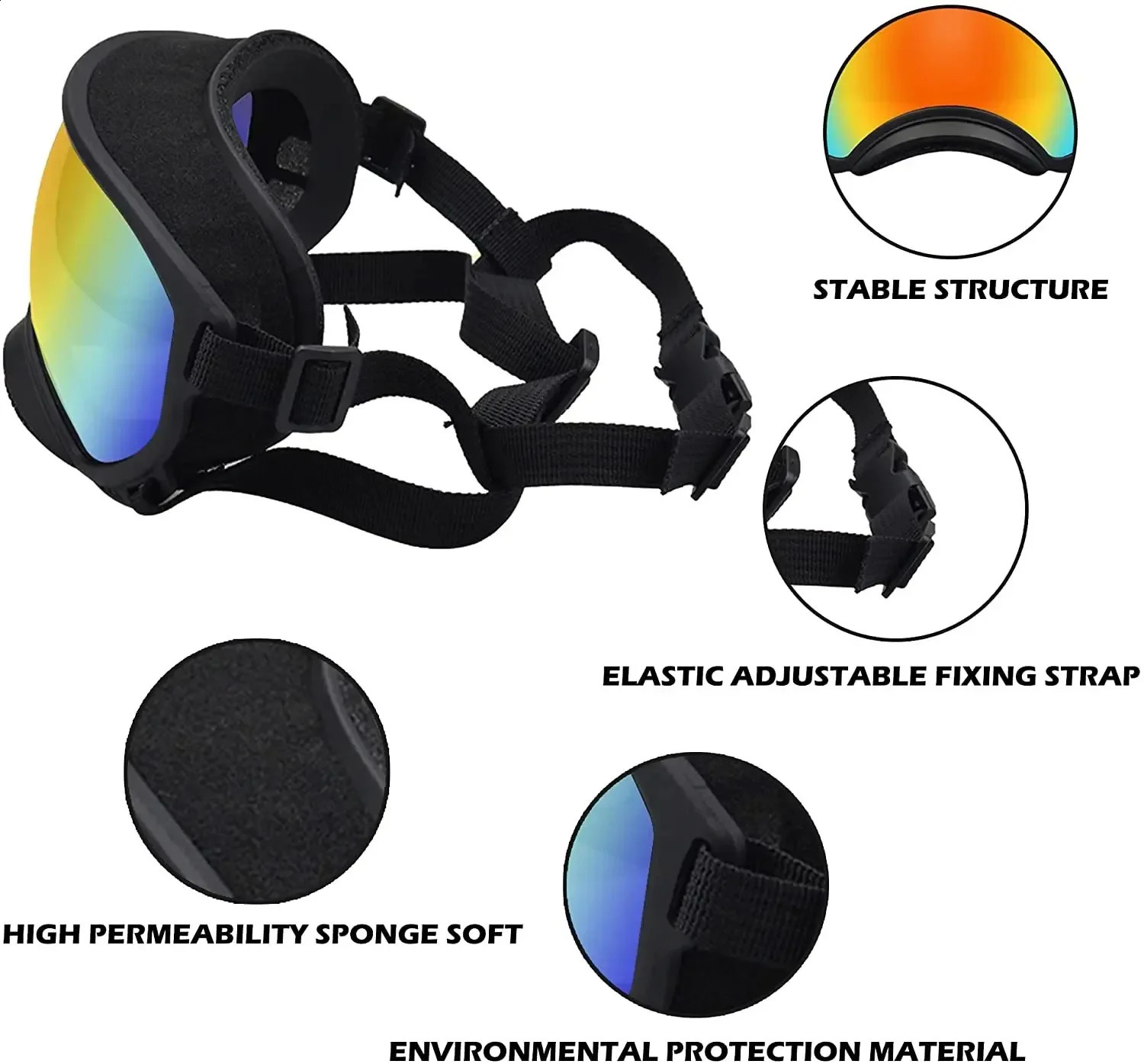 ATUBAN dog goggles pet glasses UV resistant strong impact resistant adjustable for small dogs large variety goggles breathable pet sunglasses 240923