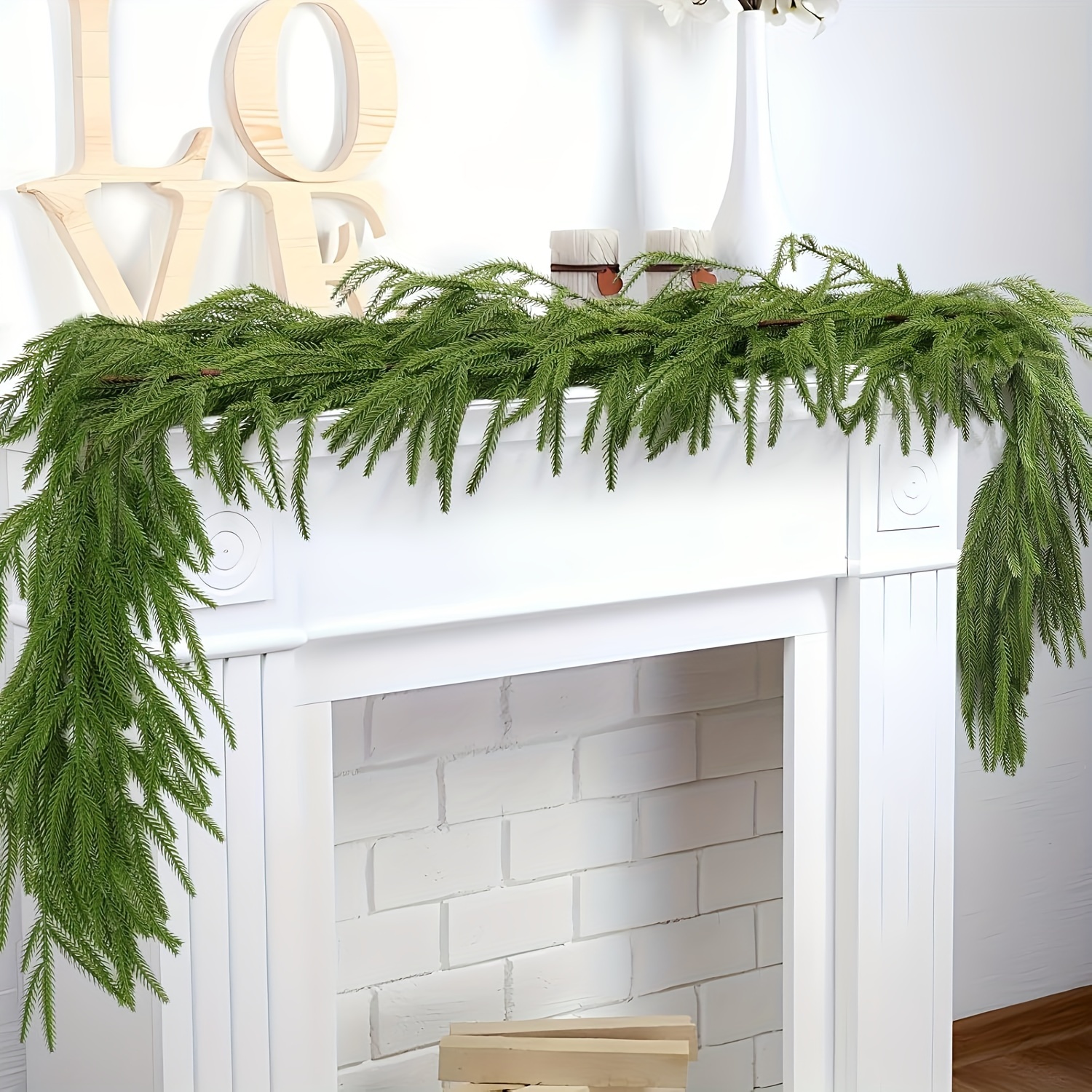 Realistic 6ft Artificial Norfolk Pine Garland with Green Vine for Christmas Decor dh5727163