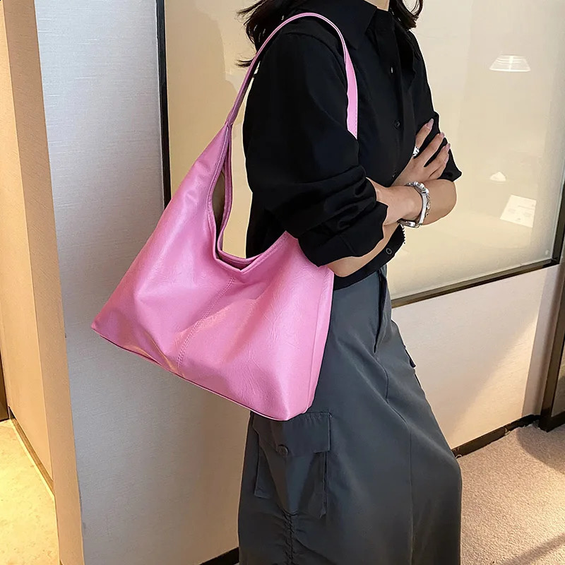 LEFTSIDE Silver Shoulder Bags for Women Leather Hobo Bag Fashion Female Y2k High-capacity Leather Handbags 240926