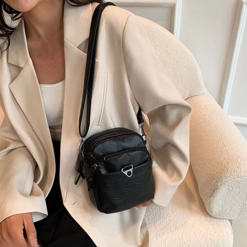 New Fashion Trend Women's Casual Crossbody Solid Color Foreign Style Small Single Shoulder Mobile Phone Bag