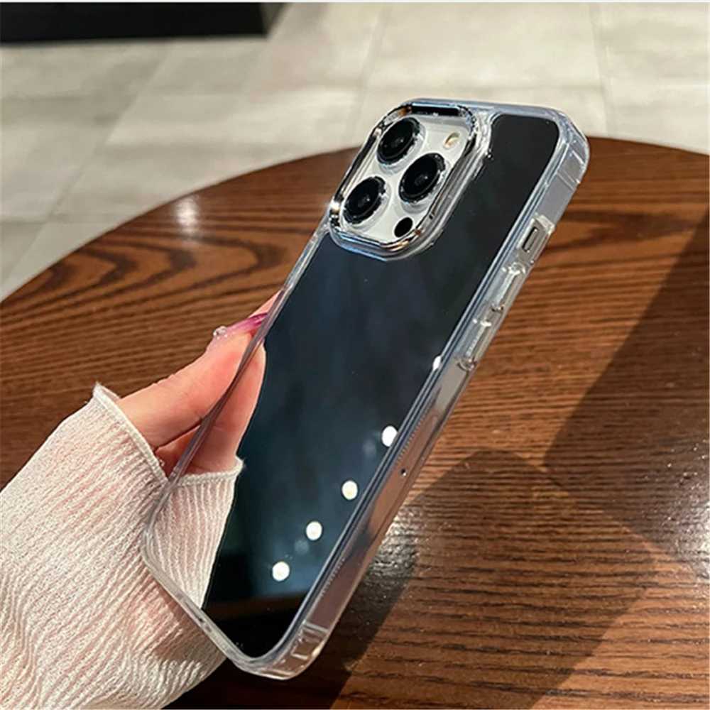 Luxury Plating Make Up Mirror Phone Case For iPhone 11 12 13 14 15 16 Pro Max Mini XR X XS 8 7Plus Hard Acrylic Shockproof Cover M240927
