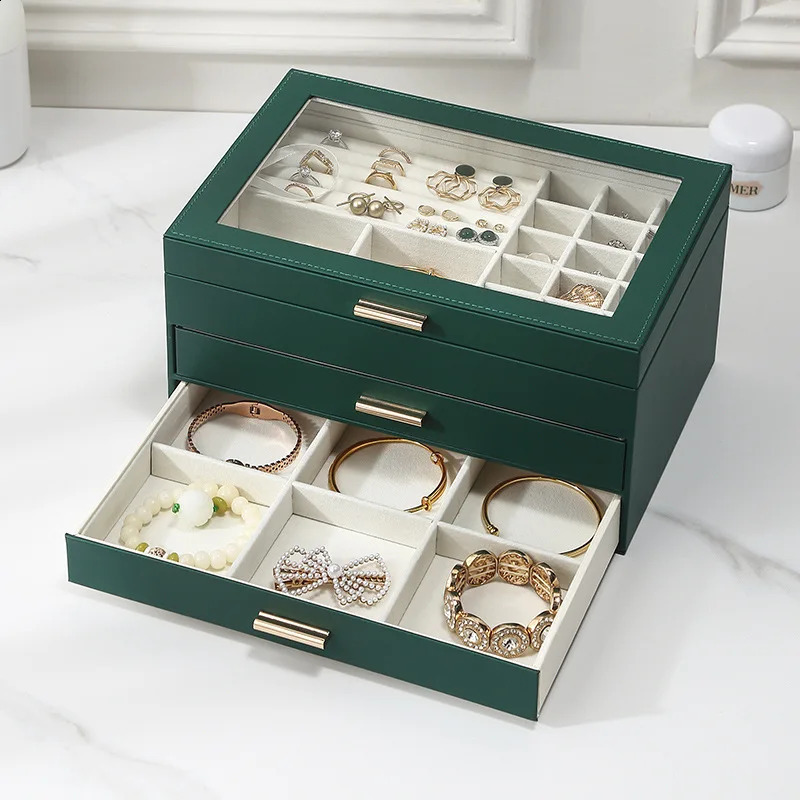 Organizer Display Jewelry Box Portable Travel S/M/L 3Layers Jewelry Gift Boxes Jewelry Button PU Storage Jewelers Case 240923