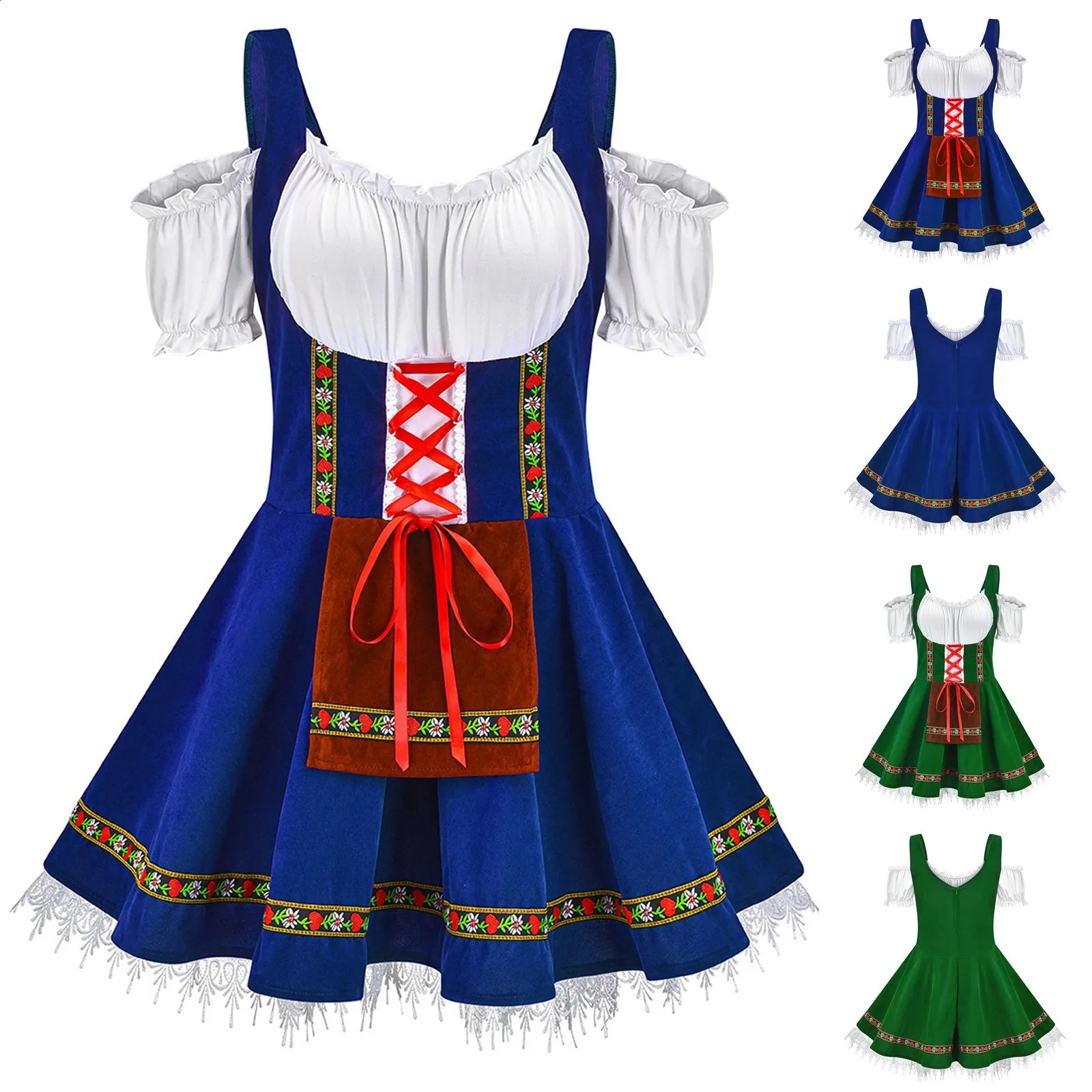 Maid cosplay costume Beer festival costume German traditional festival strapless patchwork dress sexy beer girl costume 240927