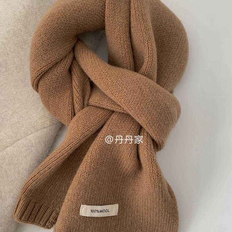 Grey pure wool scarf~High quality black grey pure Australian wool warm knitted scarf for men and women winter scarf Y240927