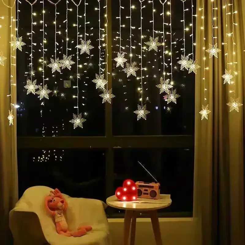 3M Christmas Lights LED Snow Curtains Ice Fairy String Lights Outdoor Garden Party Garden 2024 New Year Decoration Y240927