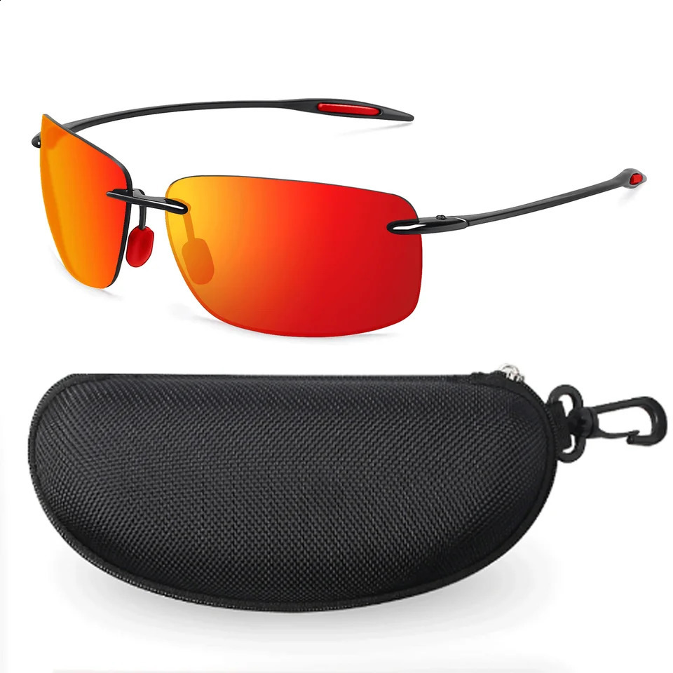 JULI Polarized Classic Sports Rimless Sunglasses Men Fishing Driving Male Rectangle Ultralight Frame Sun Glasses UV400 MJ8009 240914