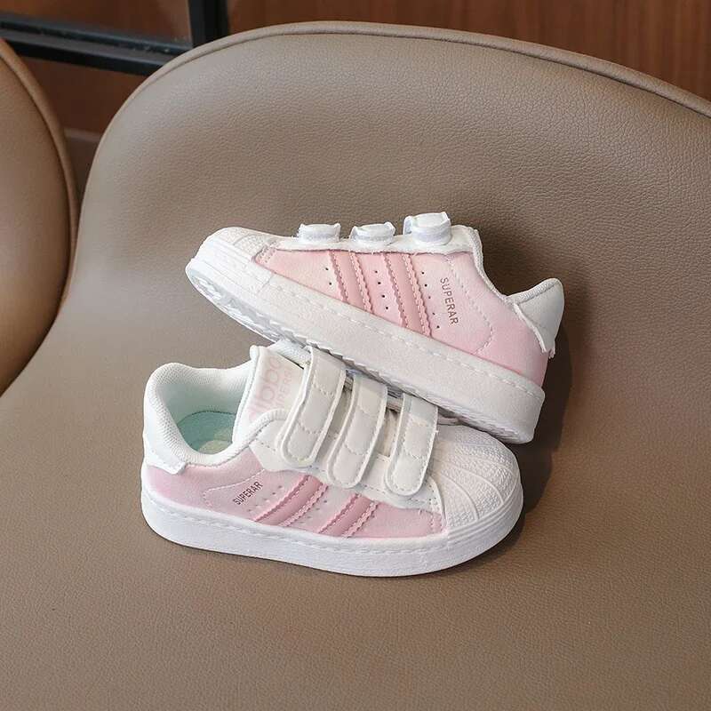 Childrens Baby Sneakers Blue Leather Boys Girls Toddler Four Seasons Models Pink Versatile Non-slip Small Kid Single Shoes