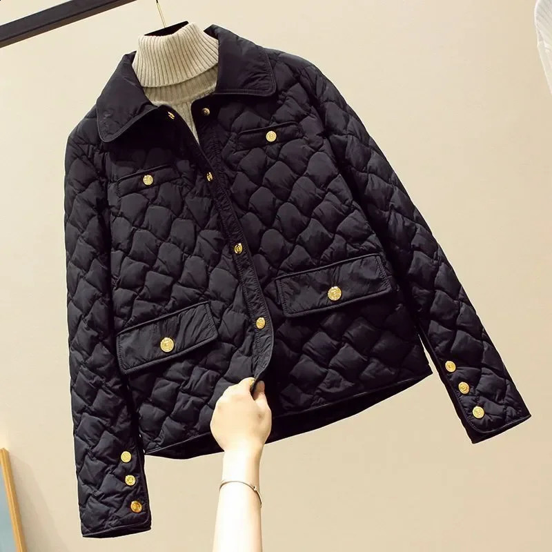 Autumn Winter Short Cotton Jacket Women Fashion Loose Casual Warm Down Coat Pure Colour Temperament Outerwear Female 240914