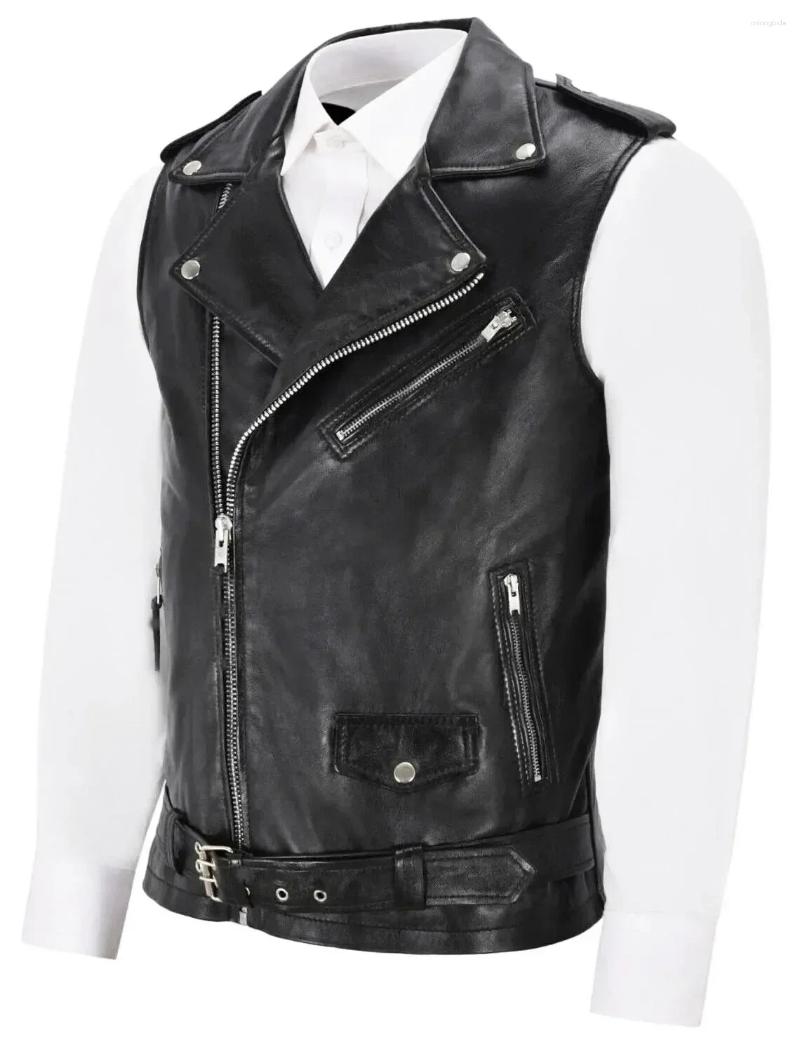 Mens Vest - Premium Motorcycle Jacket Classic Style, Ideal Leather Biker Vests For Men, Lightweight for Daily Use