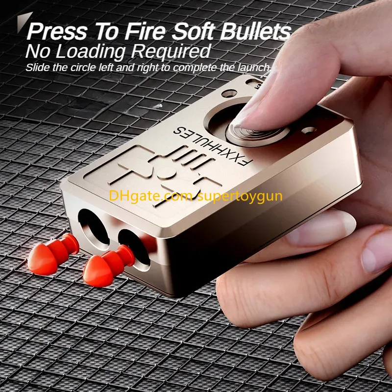 Alloy Poker Toy Gun Soft Bullet Shell Ejecting Shooting Model Pushing Card Pistol Launcher Decompression Toy for Adults Children
