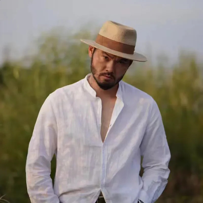 Large size 61cm wide brown beach sun hat mens senior er Panama soft jazz straw hat summer UV protection Fedora 240926