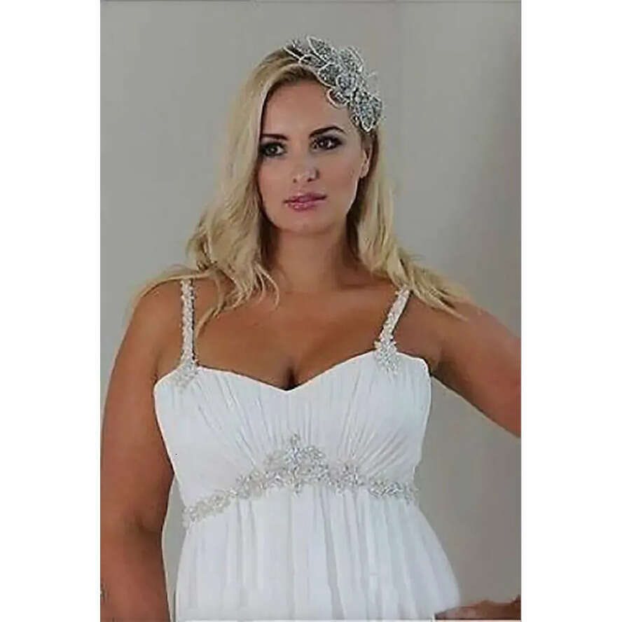 Size Modest Dresses Plus Beach Wedding Chiffon A E Or Length Spaghetti Straps Lace Up Back Simple Elegant Boho Bridal Gowns White Wed Dress For Bride 