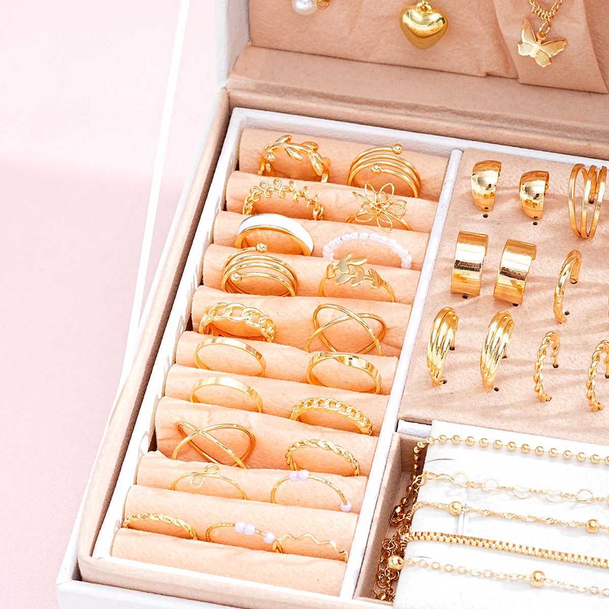 51 elegant Bohemian metal earrings rings necklaces bracelets jewelry sets for ankles suitable for warm parties daily casual gifts Y240926