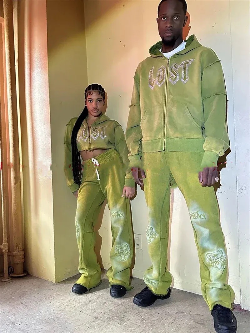 Men's Hoodies Lost Intricacy Lavender Snake Patchwork Hoodie High Street Casual Loose Men Women Diamond Inlaid Oversize Hooded